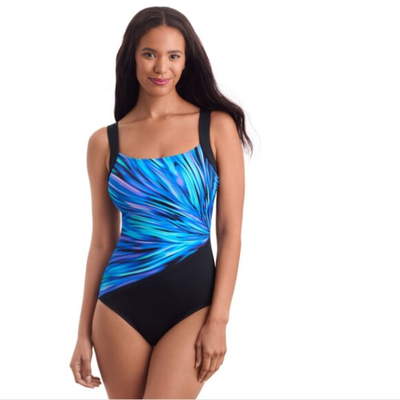 Flamingo Women's Nigh party Square Neck Swimsuit Blue SIze 12 7068 - Picture 1 of 2